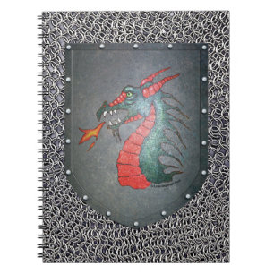 Metallschild-Drache Chainmail Hintergrund Notizblock