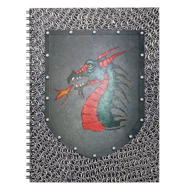 Metallschild-Drache Chainmail Hintergrund Notizblock (Vorderseite)