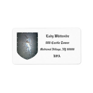 Metallschild-Einhorn auf Weiß Adressaufkleber