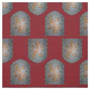 Metallschild-Löwe-Rot Fleurs Stoff