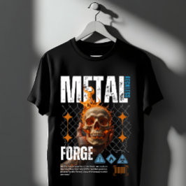 Metallschmiede Flammender Schädel Industrieller St T-Shirt
