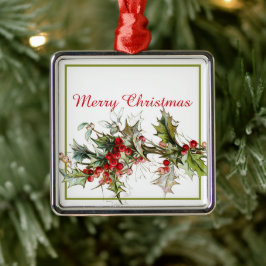 Metallschmuck aus Holly und Beeren Ornament Aus Metall