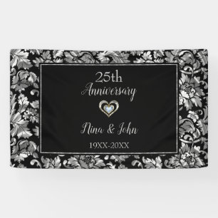 Metallsilber Damask Banner
