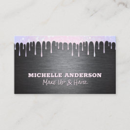 Metallsilber gebürstet | Bokeh Sparkle Tropfen Visitenkarte