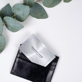 Metallsilber, grauer Hintergrund und blaue Grenze Visitenkarte