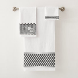 Metallsilber-Industriemuster Badhandtuch Set