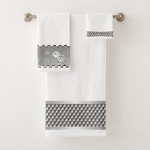Metallsilber-Industriemuster Badhandtuch Set
