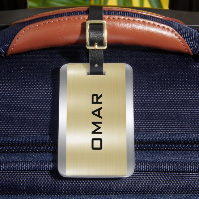 Metallsilber und goldfarbener Sonderschwarzer Text Gepäckanhänger (Vorderseite Insitu 2)