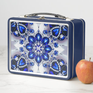 Metallsteine ohne Lunchbox mit blauen weißen Farbe