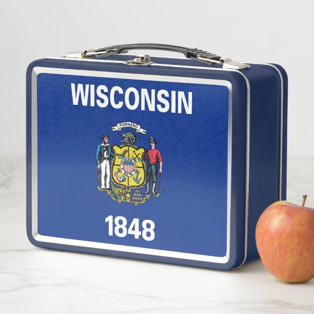 Metallsteine ohne Lunchbox mit Wisconsin-Flagge (Beispiel)