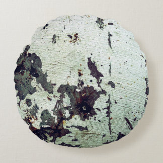 Metallstruktur mit Kratzern und Cracksabstract Rundes Kissen