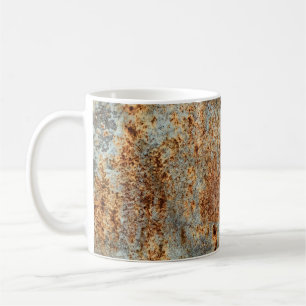Metallstruktur mit Kratzern und Rissen. Vintag Kaffeetasse