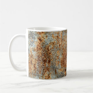 Metallstruktur mit Kratzern und Rissen. Vintag Kaffeetasse