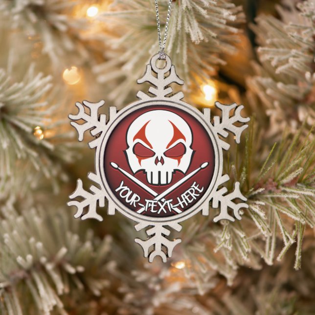 Metallverzierung, rock & Roll Drummer nach Maß Schneeflocken Zinn-Ornament (Baum)