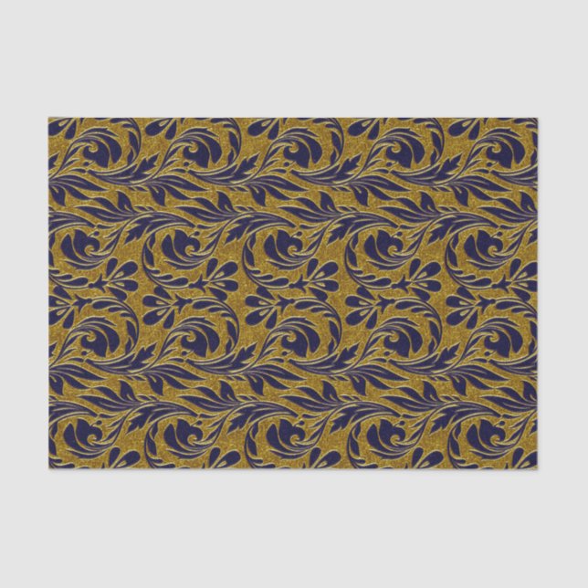 Metallwellen-Navy-Gold-TISSUE-WRAP-PAPIER Seidenpapier (Vorderseite)