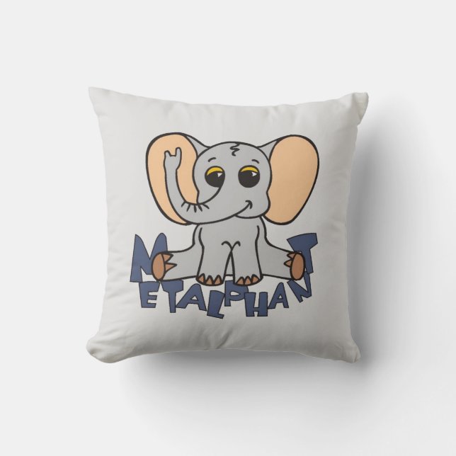 Metalphant Elefant u. Pastell - graues Kissen (Vorderseite)