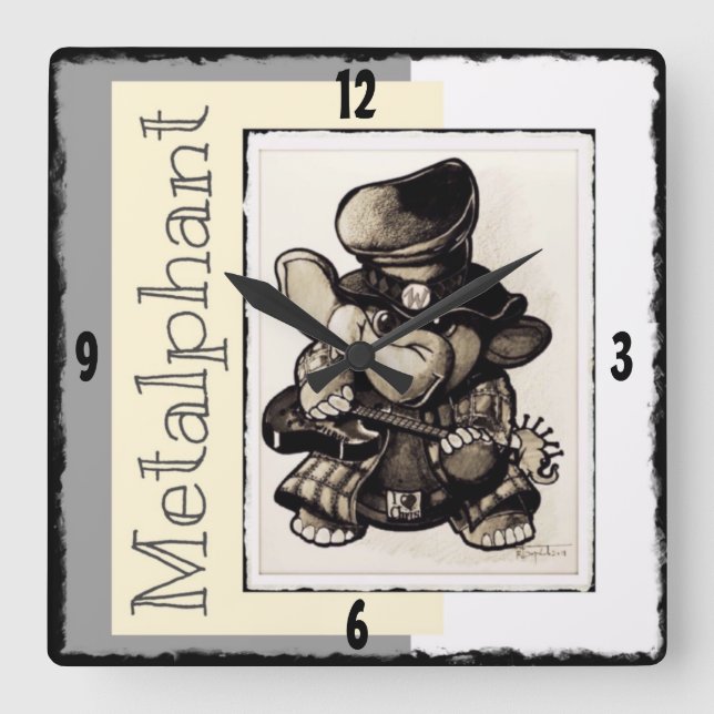 Metalphant Metal Wall Clock - Acrylic Quadratische Wanduhr (Vorderseite)