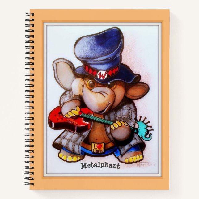 Metalphant mit Gitarre Art SpiralNotebook Notizbuch (Vorderseite)