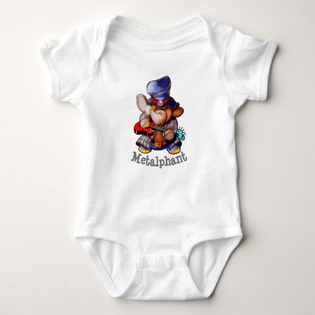 Metalphant mit Gitarren-Baby-Bodysuit Baby Strampler (Vorderseite)