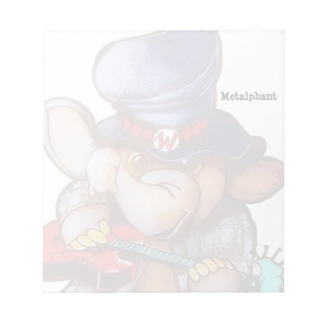 Metalphant mit Gitarren-Notepad Notizblock (Vorderseite)