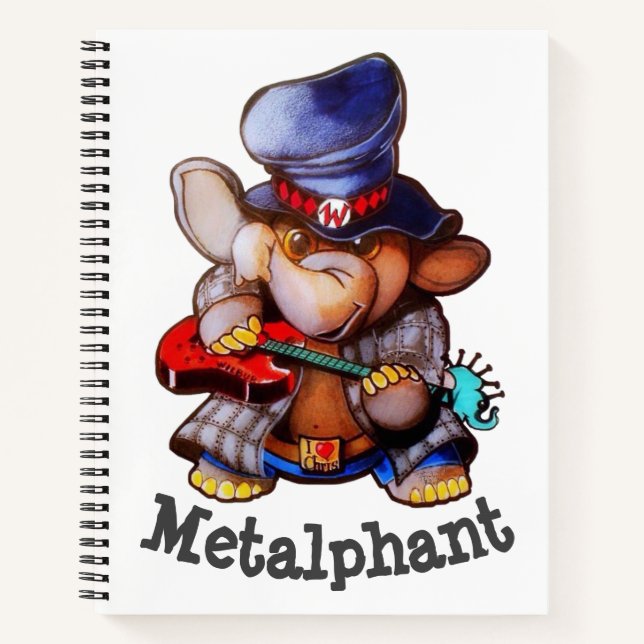 Metalphant mit Gitarren-Spiral-Notebook Notizbuch (Vorderseite)