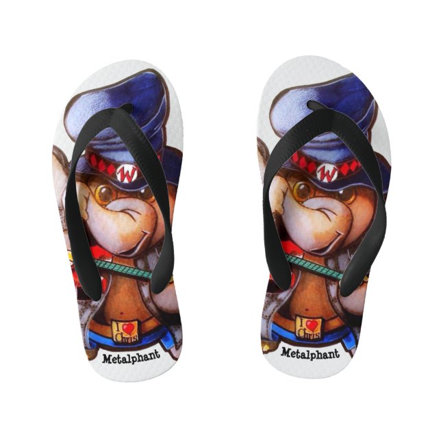 Metalphant mit Gitarrenflößen - Single-Bild Kinderbadesandalen (Fußbett)