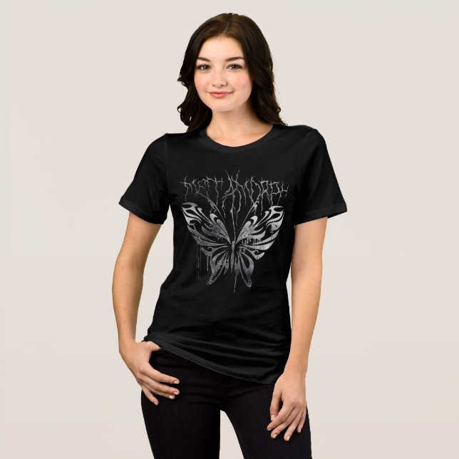 Metamorph Gothic Butterfly Grunge Tri-Blend Shirt (Vorderseite voll)