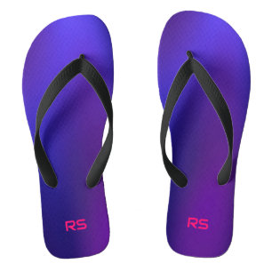 Metamorphose 2 Blue Elegance Initial Monogram Flip Flops