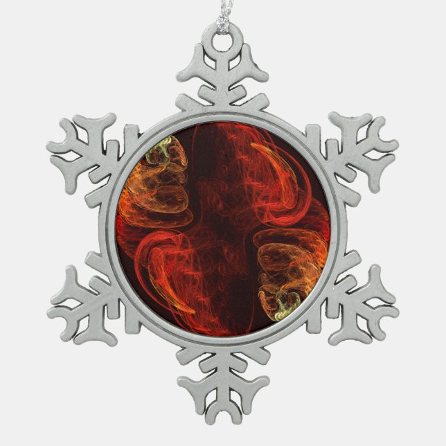 Metamorphose Abstrakt Art Schneeflocken Zinn-Ornament (Vorderseite)