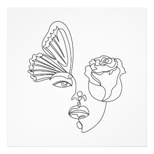 Metamorphose – Abstrakte Schmetterling- und Rosenl Fotodruck