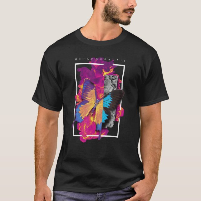 METAMORPHOSE KÜNSTLERISCHE BUTTERFLY-DESIGN T-Shirt (Vorderseite)