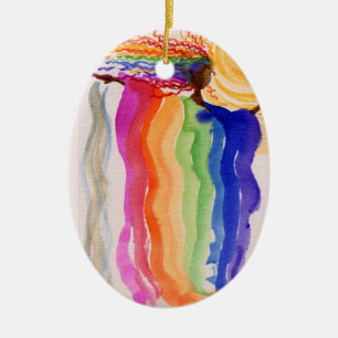 Metamorphose-Regenbogen-Frauen-Aquarell-Malerei Keramik Ornament