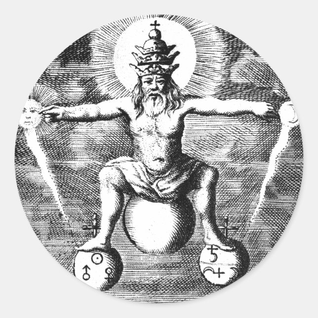 Metamorphose von Metallen in der Alchemie Runder Aufkleber (Vorderseite)