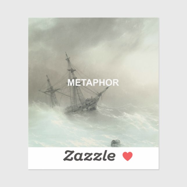 Metapher Text + Alte Shipwreck Seascape Malerei Aufkleber (Blatt)