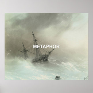 Metapher Text + Alte Shipwreck Seascape Malerei Poster