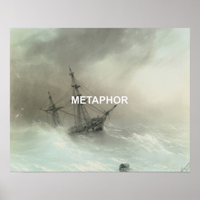 Metapher Text + Alte Shipwreck Seascape Malerei Poster (Vorne)