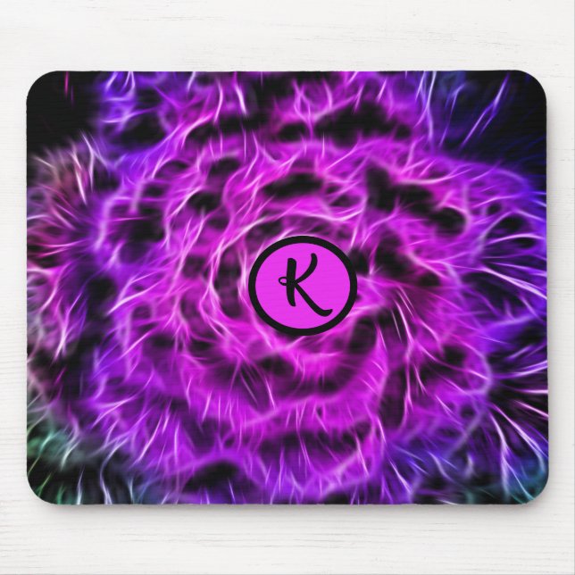 Metaphysisch Lila Neon Energy Monogramm Mousepad (Vorne)