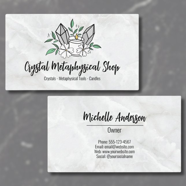 Metaphysischer Blumenladen Visitenkarte (Simple Flowers Candle Crystal Metaphysical Shop Business Card)