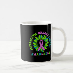 Metastasiertes Brustkrebs-Bewusstsein Sonnenblume Kaffeetasse