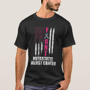 metastasiertes Brustkrebsbewusstsein rosa Flagge T-Shirt