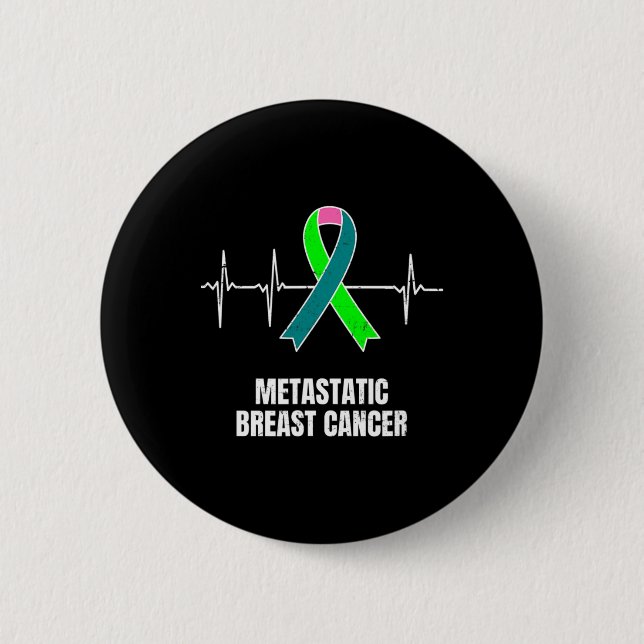 Metastatic Breast Cancer Awareness Design Heartbea Button (Vorderseite)