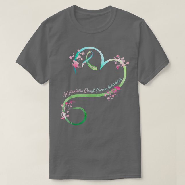 Metastatic Breast Cancer Awareness Heart Geschenke T-Shirt (Design vorne)
