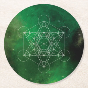 Metatron, Chakra, Zen, heilige Geometrie, Engel Runder Pappuntersetzer