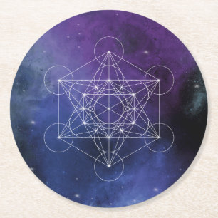 Metatron, Chakra, Zen, heilige Geometrie, Geometri Runder Pappuntersetzer
