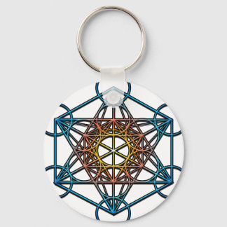 Metatron-Cube (gelb-orange-blauer Farbverlauf)Symb Schlüsselanhänger
