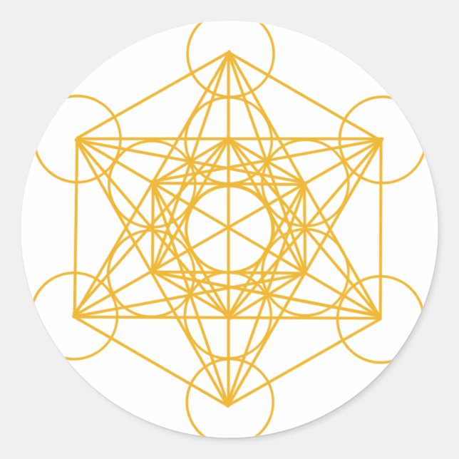 Metatron Cube Gold Runder Aufkleber (Vorderseite)
