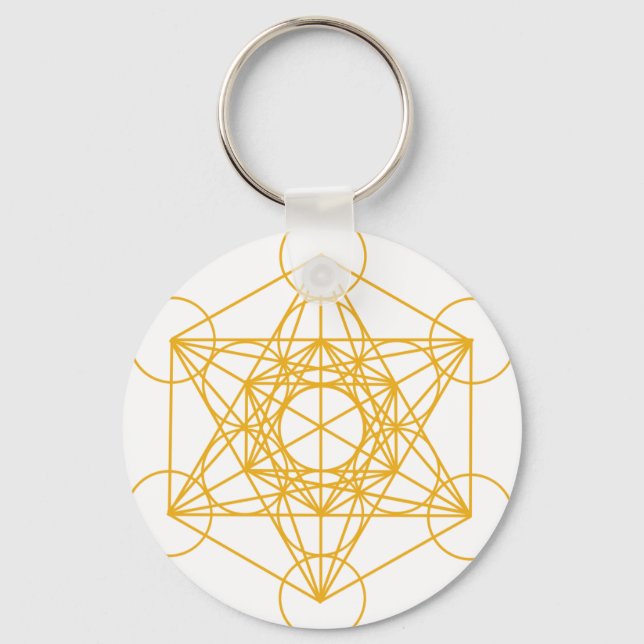 Metatron Cube Gold Schlüsselanhänger (Vorderseite)