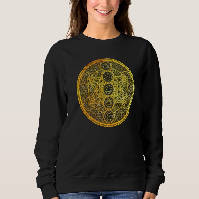 Metatron Cube Platonic Solids Sacred Geometrie Met Sweatshirt (Vorderseite)