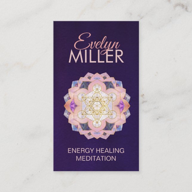 Metatron-Kubus in Gemstone lotus Sacred Geometry Visitenkarte (Vorderseite)