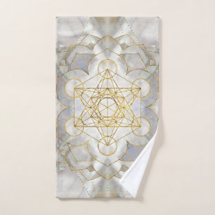 Metatron-Kubus in Lotus Heilige Geometrie Badhandtuch Set